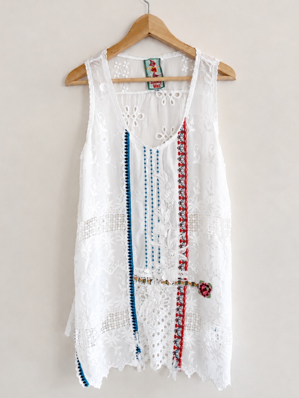 Johnny Was Sleeveless Georgette‎ Embroidered Lace Tunic Top Medium